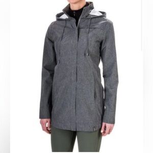 Mondetta Women's Charcoal Hooded rain Jacket coat L outdoor hiking camp cozy